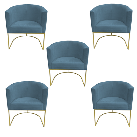 Kit 05 Poltronas Paola Sued Azul Tiffany - D'Classe Decor