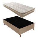 Ver imagem 1 de Cama Box Solteiro com Colchão D33 Unique Plus Duoface 16x88x188cm e Base Júlia Bege/Rustico Paropas