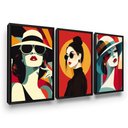 Ver imagem 1 de Kit 3 Quadros Mulheres Moldura Sala Escritório Hall