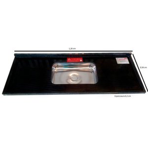 Pia de Cozinha Granito  120 cm São Gabriel Standard Cuba Simples L.A. Pias e Granitos