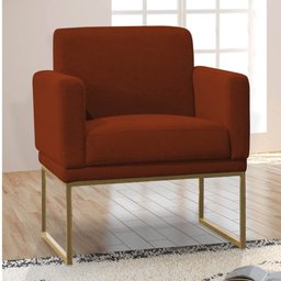 Poltrona Decorativa Juliette Suede Com Armação Dourada Metal - Telha - 2