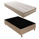 Ver imagem 1 de Cama Box Solteiro com Colchão D33 Quality Duoface 26x88x188cm e Base Júlia Bege/Rustico Paropas By e