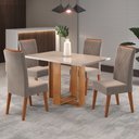 Ver imagem 2 de Mesa de Jantar 4 Lugares com Vidro Pajero Mel/perola/off White - Viero Móveis
