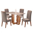 Ver imagem 1 de Mesa de Jantar 4 Lugares com Vidro Pajero Mel/perola/off White - Viero Móveis