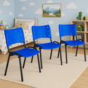 Ver imagem 1 de Kit 3 Cadeiras Iso Fixa Empilhável Escola Igreja Salão:azul