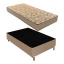 Ver imagem 1 de Cama Box Solteiro com Colchão D33 Unique Duoface 18x88x188cm e Base Júlia Bege/Rustico Paropas By Ec
