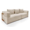 Ver imagem 4 de Sofá Scott 3 Lugares Fixo 220cm Bege Bouclé com Aplique em Madeira Lucas Home