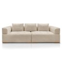 Ver imagem 2 de Sofá Scott 3 Lugares Fixo 220cm Bege Bouclé com Aplique em Madeira Lucas Home