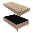 Ver imagem 1 de Cama Box Solteiro com Colchão D33 Unique Duoface 20x88x188cm e Base Júlia Bege/Rustico Paropas By Ecosono