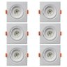 Jogo 6 Spots Led 3w Borda Branca Quadrado Branco Frio Croic OkayShop - 1