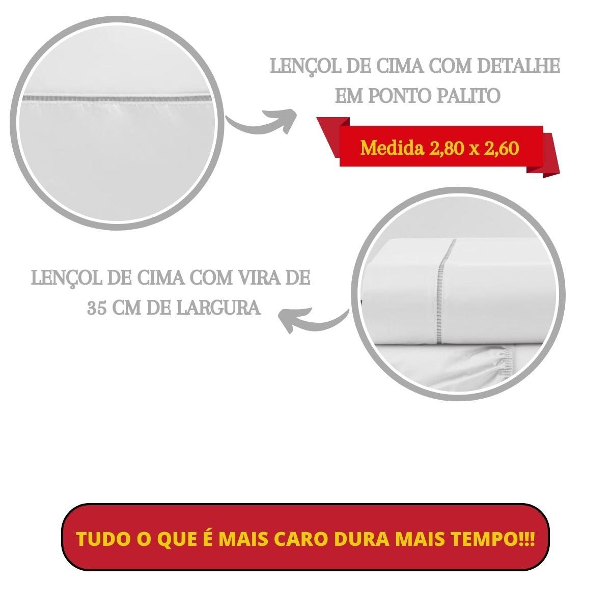 Jogo Cama King Algodão Egípcio Acetinado Lençol Completo - 4