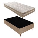 Ver imagem 1 de Cama Box Solteiro com Colchão D33 Unique Plus Duoface 25x88x188cm e Base Florença Bege/Rustico Parop
