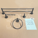 Ver imagem 6 de Jogo Acessorios Preto Fosco Kit Banheiro Inox 4 Peças Papeleira Cabide Toalheiro Duplo Porta Toalha
