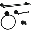 Ver imagem 1 de Jogo Acessorios Preto Fosco Kit Banheiro Inox 4 Peças Papeleira Cabide Toalheiro Duplo Porta Toalha