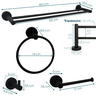 Jogo Acessorios Preto Fosco Kit Banheiro Inox 4 Peças Papeleira Cabide Toalheiro Duplo Porta Toalha - 5