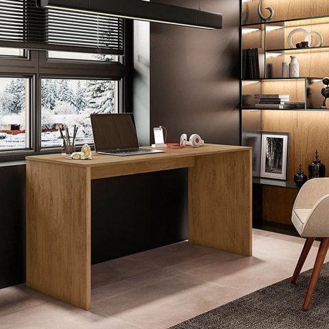Mesa Home Office 127cm Escrivaninha Estudos Aparador Freijó