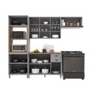 Ver imagem 4 de Cozinha Modulada 4 Peças Torre Quente Balcão com Tampo 2 Aéreos 100% MDF com Vidro Bari Cinza/Titanio Fosco