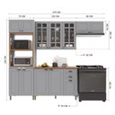 Ver imagem 3 de Cozinha Modulada 4 Peças Torre Quente Balcão com Tampo 2 Aéreos 100% MDF com Vidro Bari Cinza/Titanio Fosco
