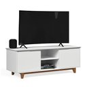 Ver imagem 1 de Rack Bancada Multiuso 1,39m P/ Tv até 55" Pés de Madeira Flow