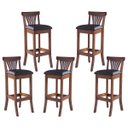 Ver imagem 1 de Kit 5 Banquetas Alta Estofada Valentina 36 x 100 Cm Madeira Maciça Imbuia Facto Marrom L74 - RMI