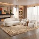 Ver imagem 1 de Conjunto 1 Sofá Orgânico 180cm 2 Poltronas Base Fixa e Orgânicas Zoe Yescasa Bege Off White
