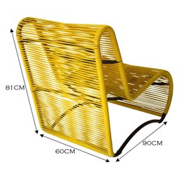 Poltrona para Área Externa Portugal em Alumínio e Cordão Amarelo - 3