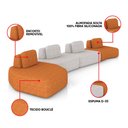 Ver imagem 3 de Sofá 4 Lugares Orgânico com Chaise e 3 Módulos Berlim bouclê Caramelo/cinza Claro K01 - D’Rossi