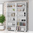 Ver imagem 7 de Kit 2 Estantes Organizadoras para Livros 5 Prateleiras Branca Office 121 x 188cm