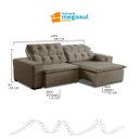 Ver imagem 4 de Sofá Retrátil Reclinável 6 Lugares 290cm com Pillow Veludo Bege Alasca Megasul