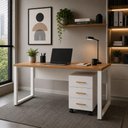 Ver imagem 1 de Mesa Escritório Escrivaninha Industrial 140cm x 60cm com Gaveteiro 03 Gavetas 100% MDF F5 Office