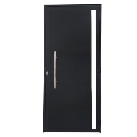 Porta Lambril com Puxador e Vidro Alumínio Preto Linha 25:Esquerda/ 210 x 80