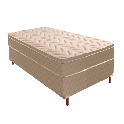 Cama Box Solteiro com Colchão de Molas Ensacadas Júlia 28x88x188cm e Base Florença Bege/Rustico Paro