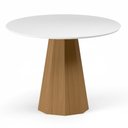 Ver imagem 5 de Mesa de Jantar 4 Lugares Redonda 100cm Base Cone Tampo MDF com Vidro Erimon N01 Ypê Off White - Lyam