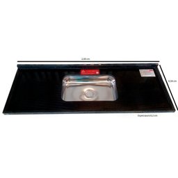 Pia de Cozinha Granito  200 cm São Gabriel Standard Cuba Simples L.A. Pias e Granitos - 1