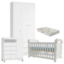 Ver imagem 1 de Quarto de Bebê 3 Portas Ternura Baby com Berço Lara Branco Brilho com Colchão Gazin - Incorplac
