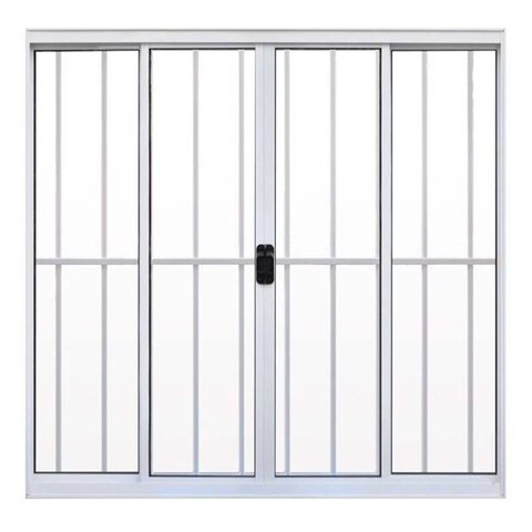 Janela de Alumínio Branco Vitro de Correr 4 Folhas Com Grade Hale Esquadrias - 1.00 (L) X 1.00 (A)