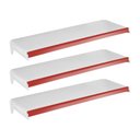 Ver imagem 1 de Kit - 3 Bandeja Prateleira 30x91 para Gôndolas New Plus com Porta Etiqueta Vermelho - SA Gôndolas