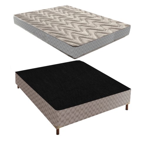 Cama Box Casal com Colchão D45 Unique Duoface 20x138x188cm e Base Galaxy Prata/Rustico Paropas By Ec