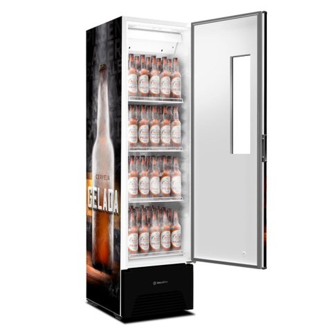Cervejeira Slim Optima Vn28fp Metalfrio Refrigerador Porta com Visor 336 Litros Preto 110v