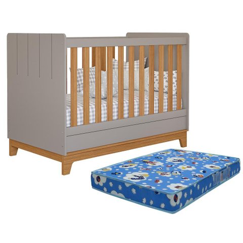 Berço Mini Cama Biscoito Fendi/nature com Colchão Physical - Permóbili Baby