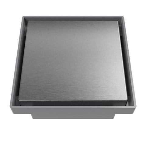 Ralo Oculto Quadrado de 10x10 com Tampa em Inox Astra Cinza