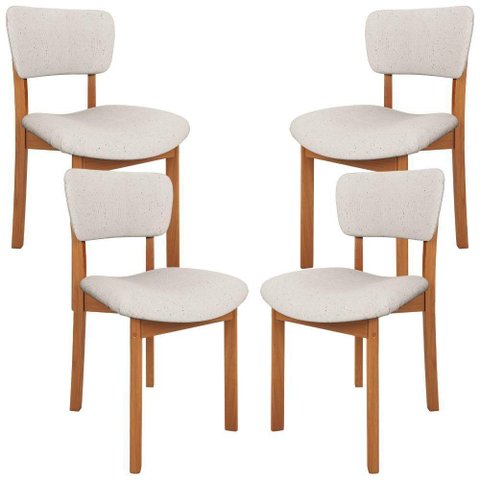 Kit 04 Cadeiras para Sala de Jantar Cozinha Living Estofada Dara L02 Linho Cru - Lyam Decor