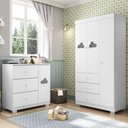 Ver imagem 1 de Conjunto Guarda Roupa 3 Portas e Cômoda Duda 100% Mdf Branco Brilho - Sallar Home