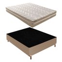 Ver imagem 1 de Cama Box Casal com Colchão D33 Quality Plus Duoface 20x138x188cm e Base Florença Bege/Rustico Paropas By Ecosono