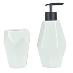 Kit Para Banheiro Lavabo de Porcelana Geometrico - 1