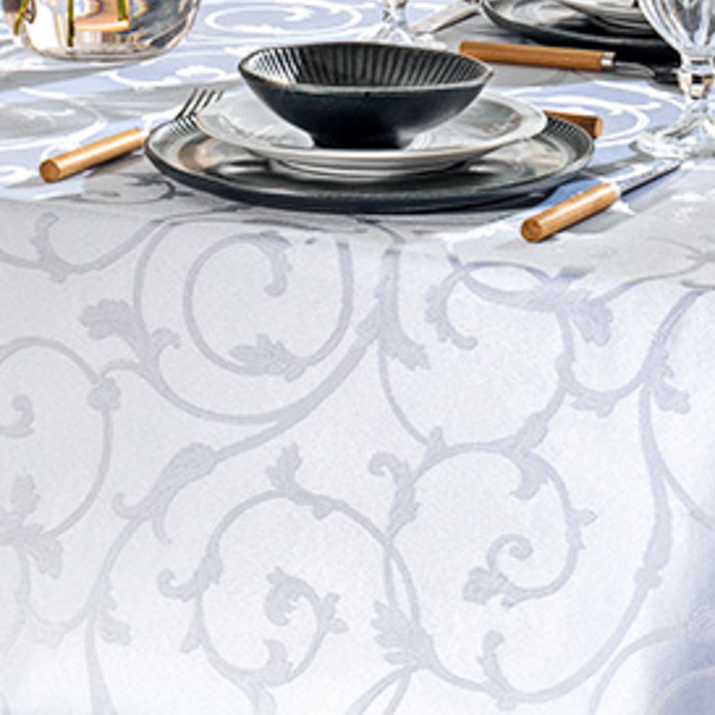 Toalha de Mesa Quadrada 4 Lugares Jacquard Requinte Ii Tj-6205 Dohler Branco - 3