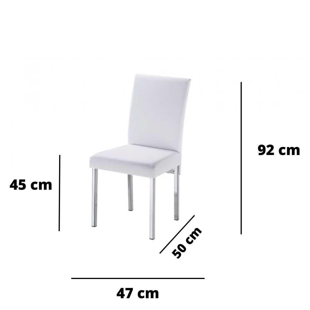 Kit 4 Cadeiras Vitória para Sala de Jantar-Assento sintético branco GAT MAGAZINE - 4