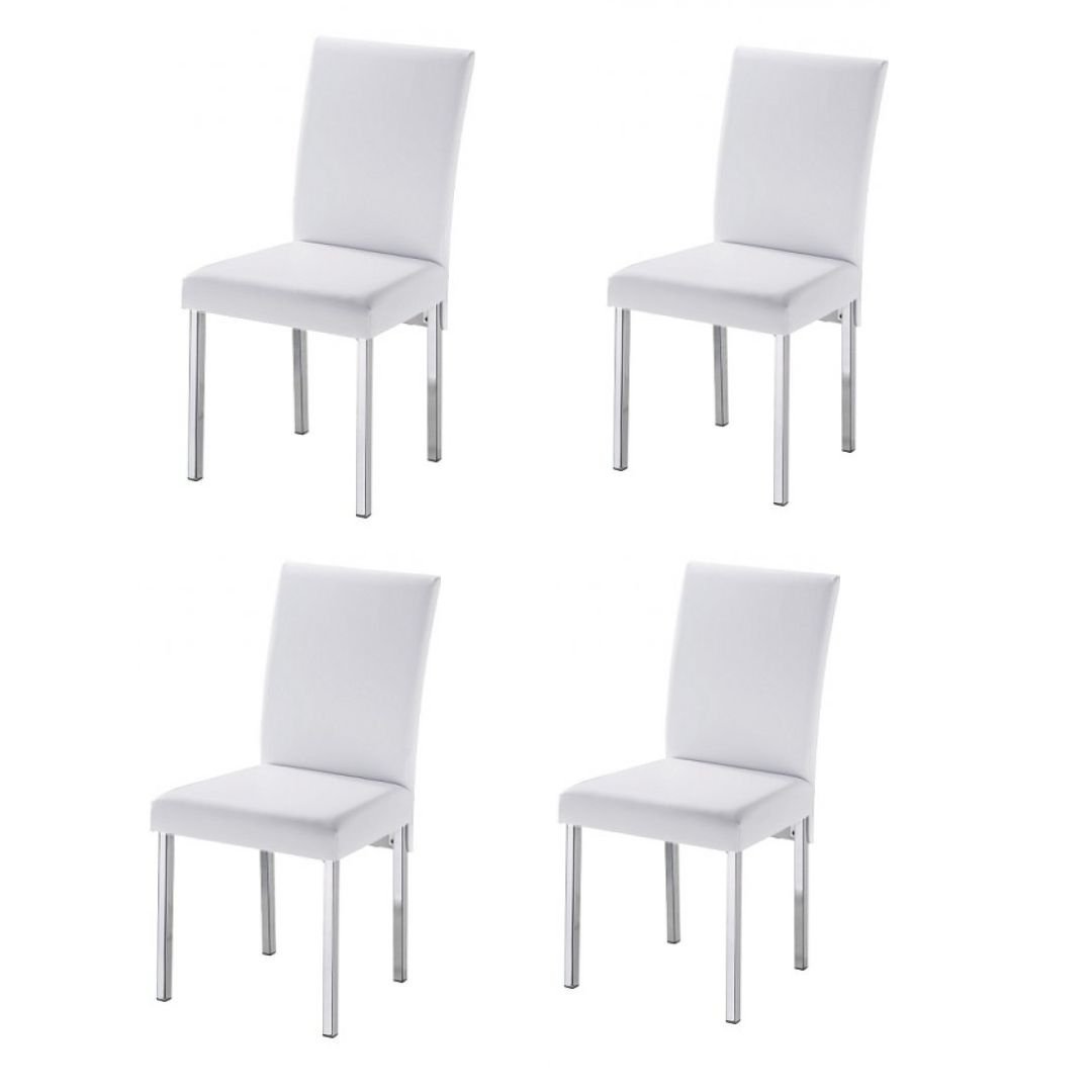 Kit 4 Cadeiras Vitória para Sala de Jantar-Assento sintético branco GAT MAGAZINE