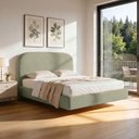 Ver imagem 1 de Cama Queen Flutuante com Cabeceira 160cm Aura W01 Bouclê Oliva - Lyam Decor