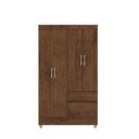 Ver imagem 3 de Guarda-Roupa Solteiro 4 Portas 2 Gavetas Panama Marrom/Imbuia Rustico